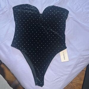 Glitter dot back velvet bodysuit